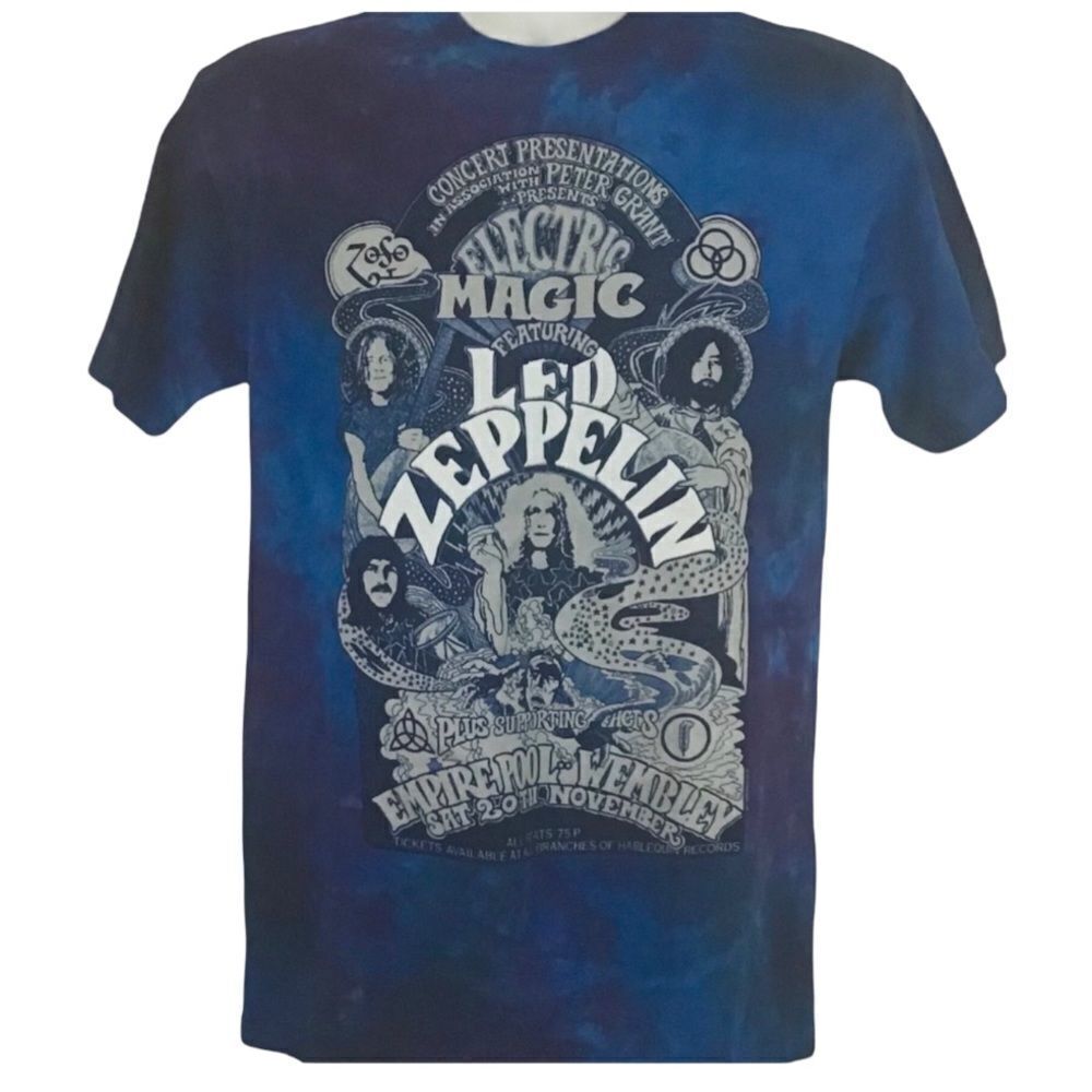 LED Zepplin Legendary Rock Band Concert Tie Dye T Shirt Crew Neck Graphic Md NWT